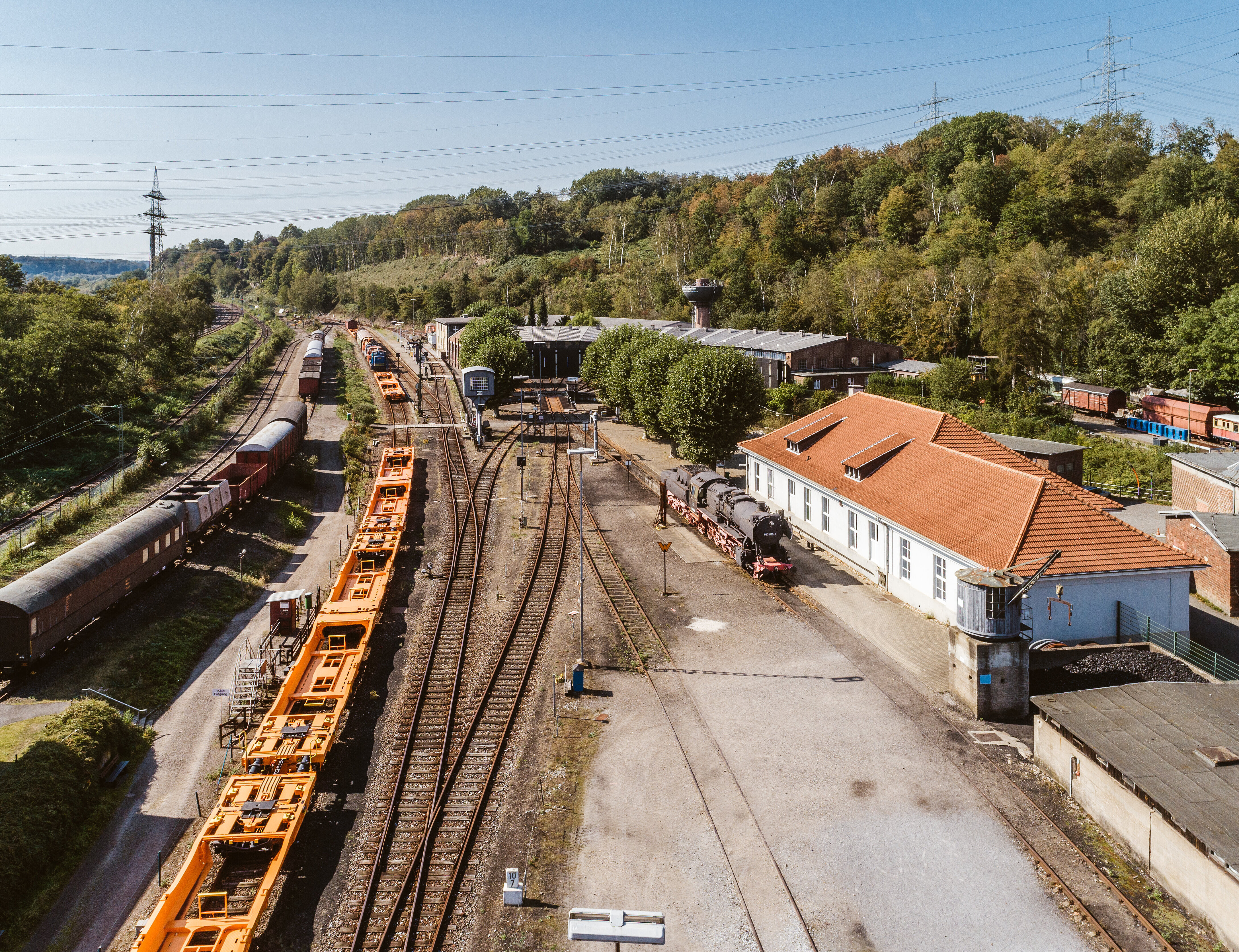 Das Eisenbahnmuseum Bochum von oben.