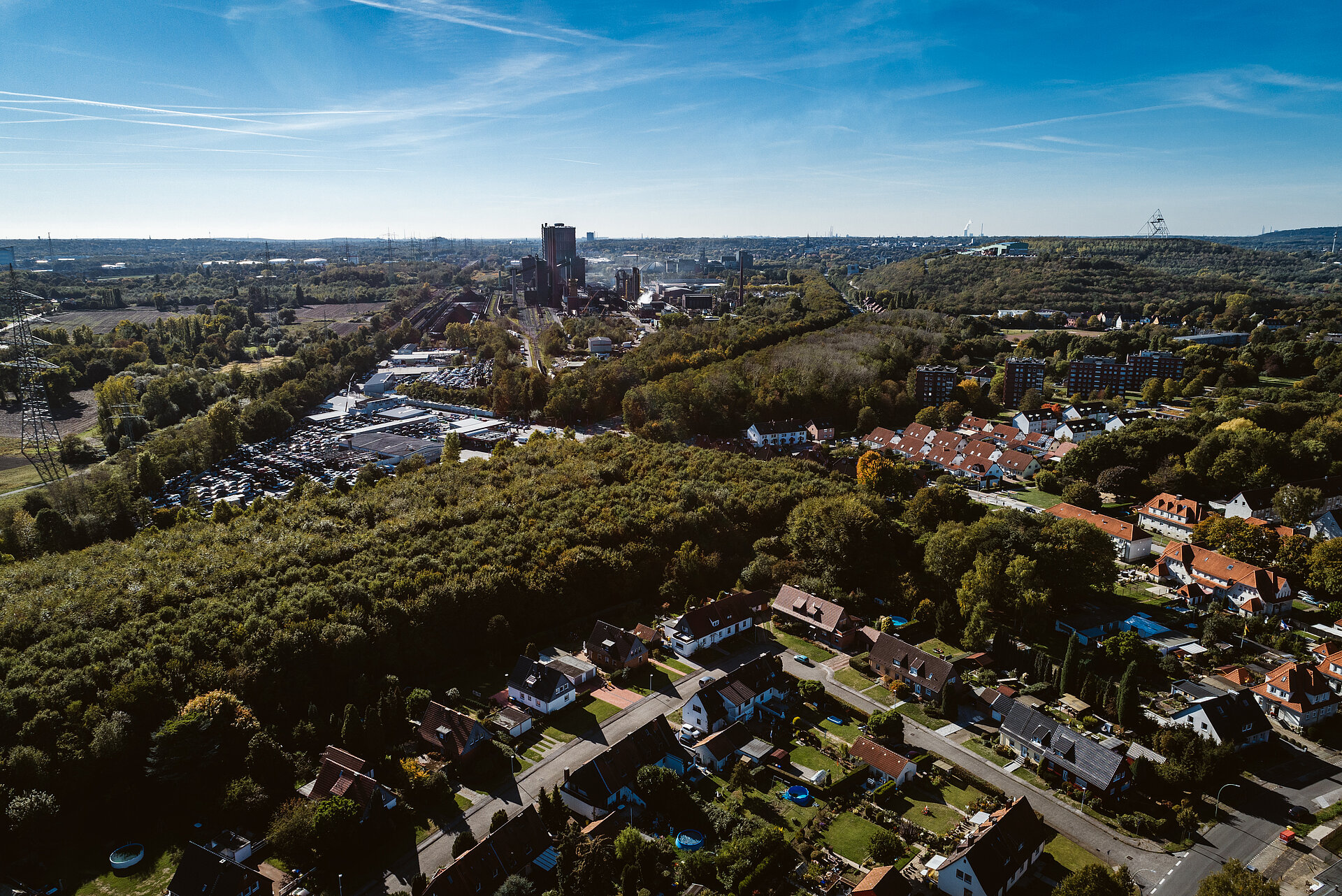 Die Gartenstadt Welheim in Bottrop, Luftaufnahme.