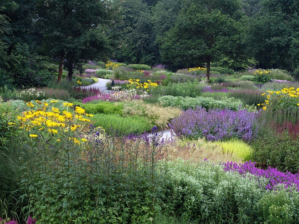 Eine der bekanntesten Attraktionen des Maximilianparks sind die Stauden- und Gräserformationen des renommierten Gartenarchitekten Piet Oudolf.