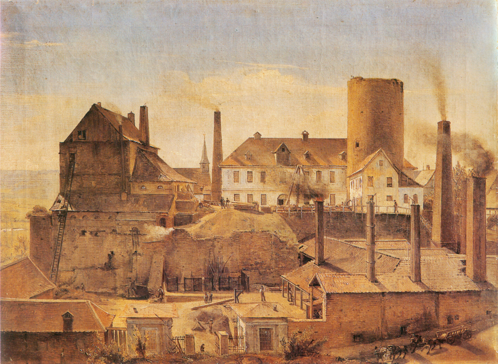 „Mechanische Werkstätte“ von Friedrich Har-kort, Ölbild von Alfred Rethel, 1834.