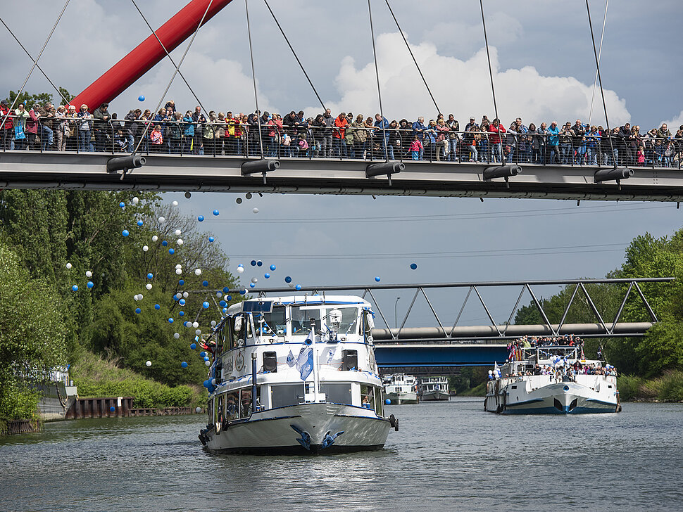 KulturKanal 2019: Schiffsparade am Nordsternpark.