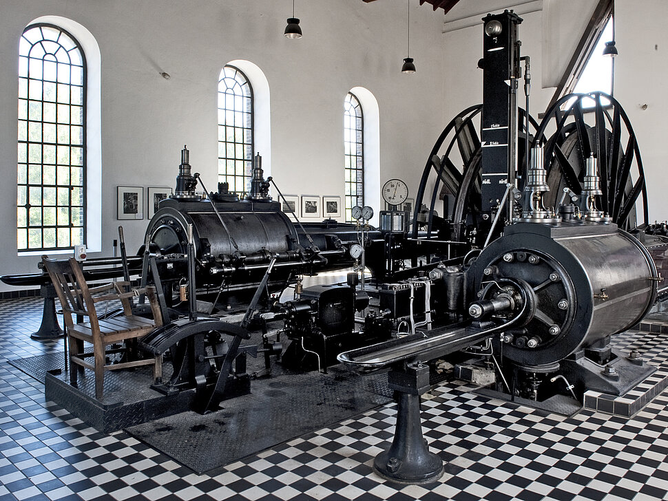 Die Dampffördermaschine wird regelmäßig vorgeführt.