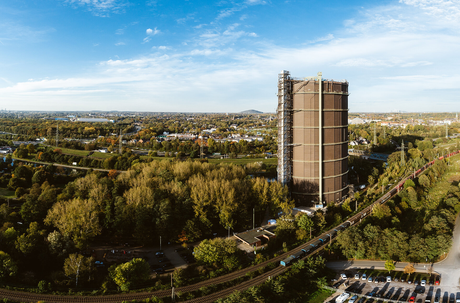 Der Gasometer Oberhausen ist ein Ankerpunkt auf der Route Industriekultur.