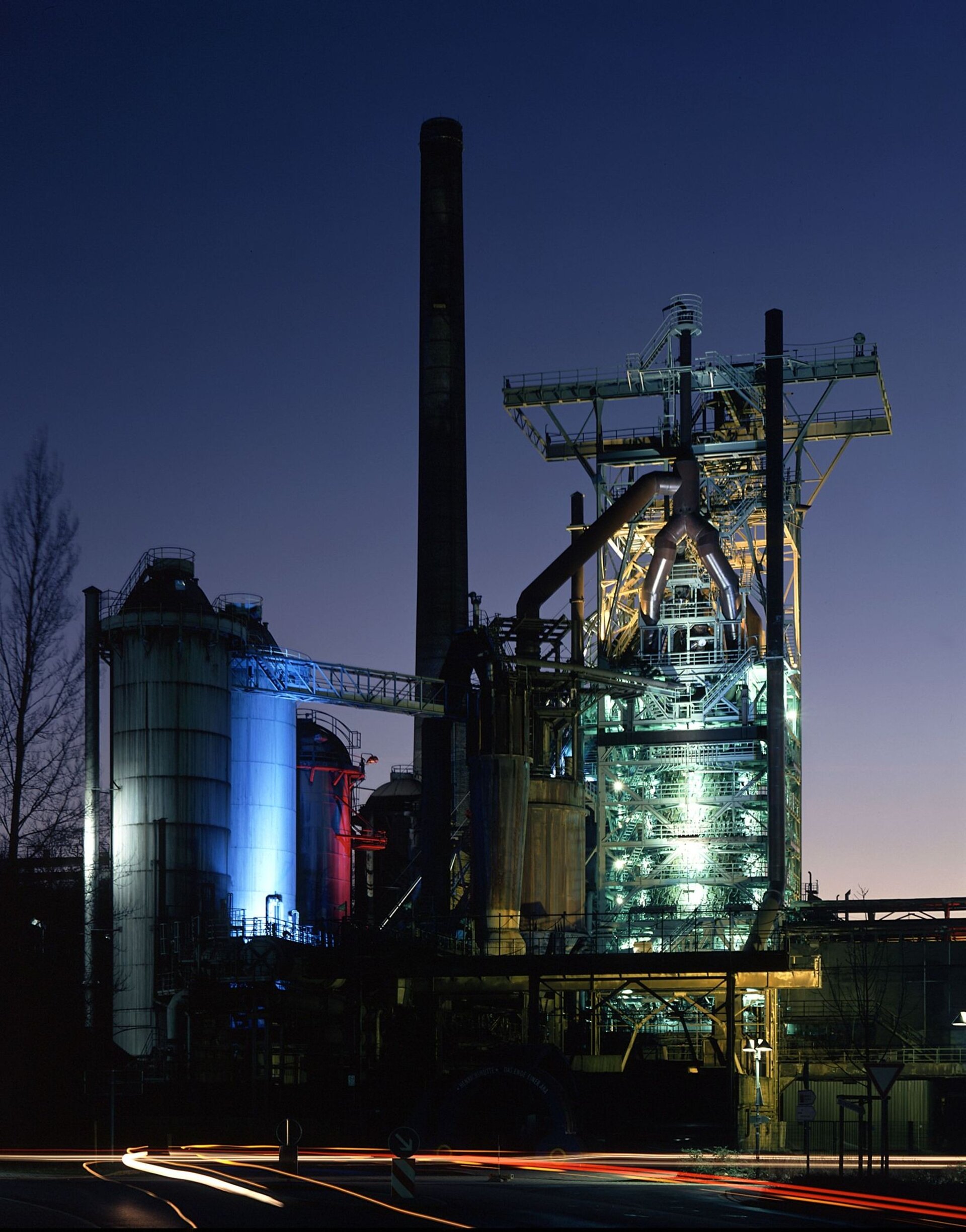 Die Henrichshütte in Hattingen bei Nacht.