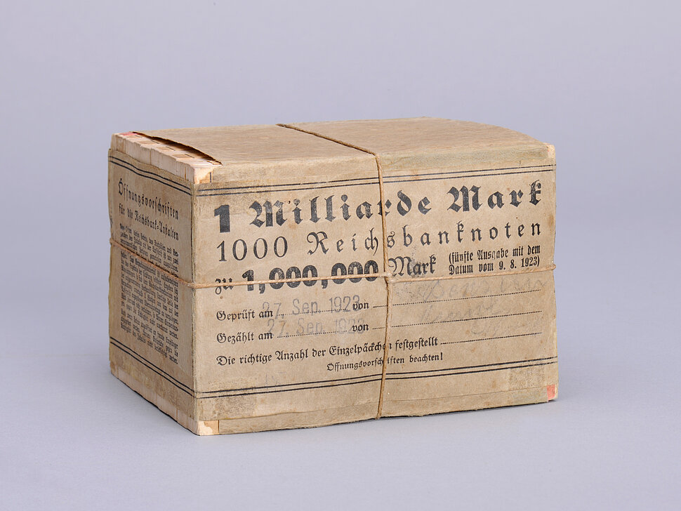 1 Milliarde Mark, Papiergeld in Originalverpackung, 1923.