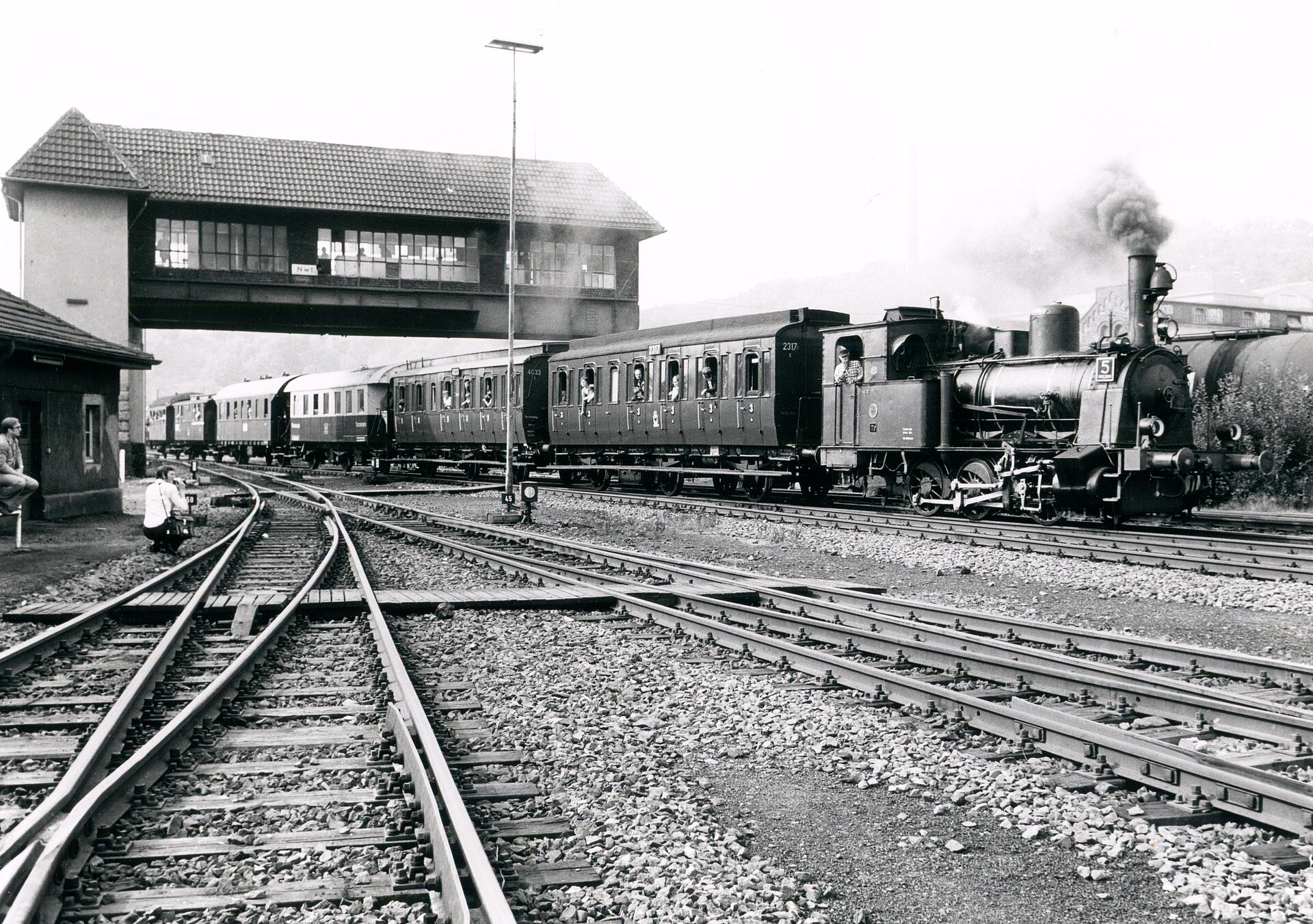 Museumszug am Reiterstellwerk im Jahr 1975.