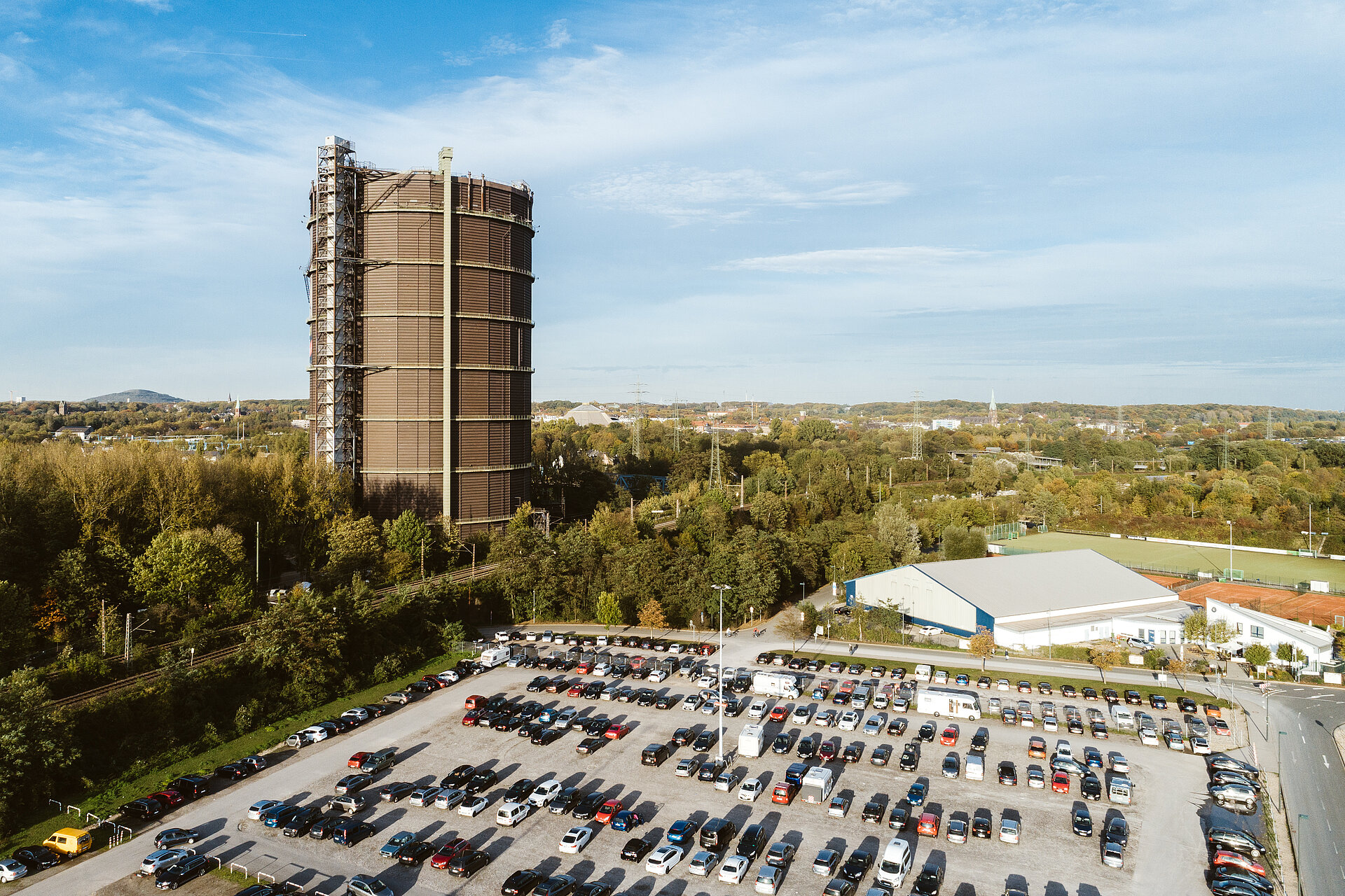 Luftbild vom Gasometer Oberhausen.