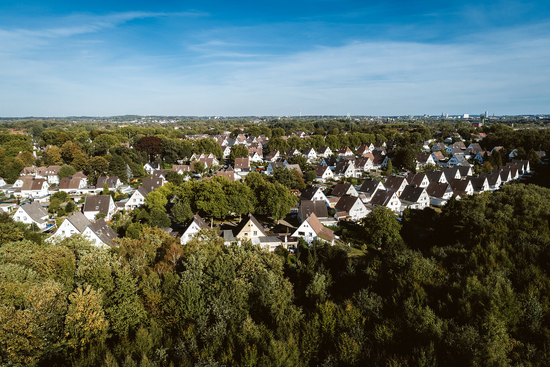 Die Siedlung Dahlhauser Heide in Bochum, Luftaufnahme.