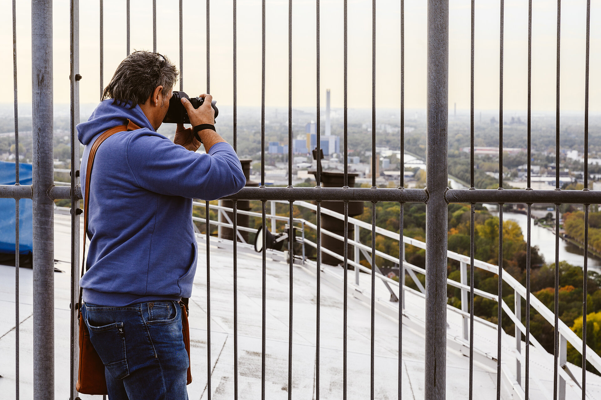 Ein beliebter Standort für Fotografen: das Dach des Gasometers Oberhausen.