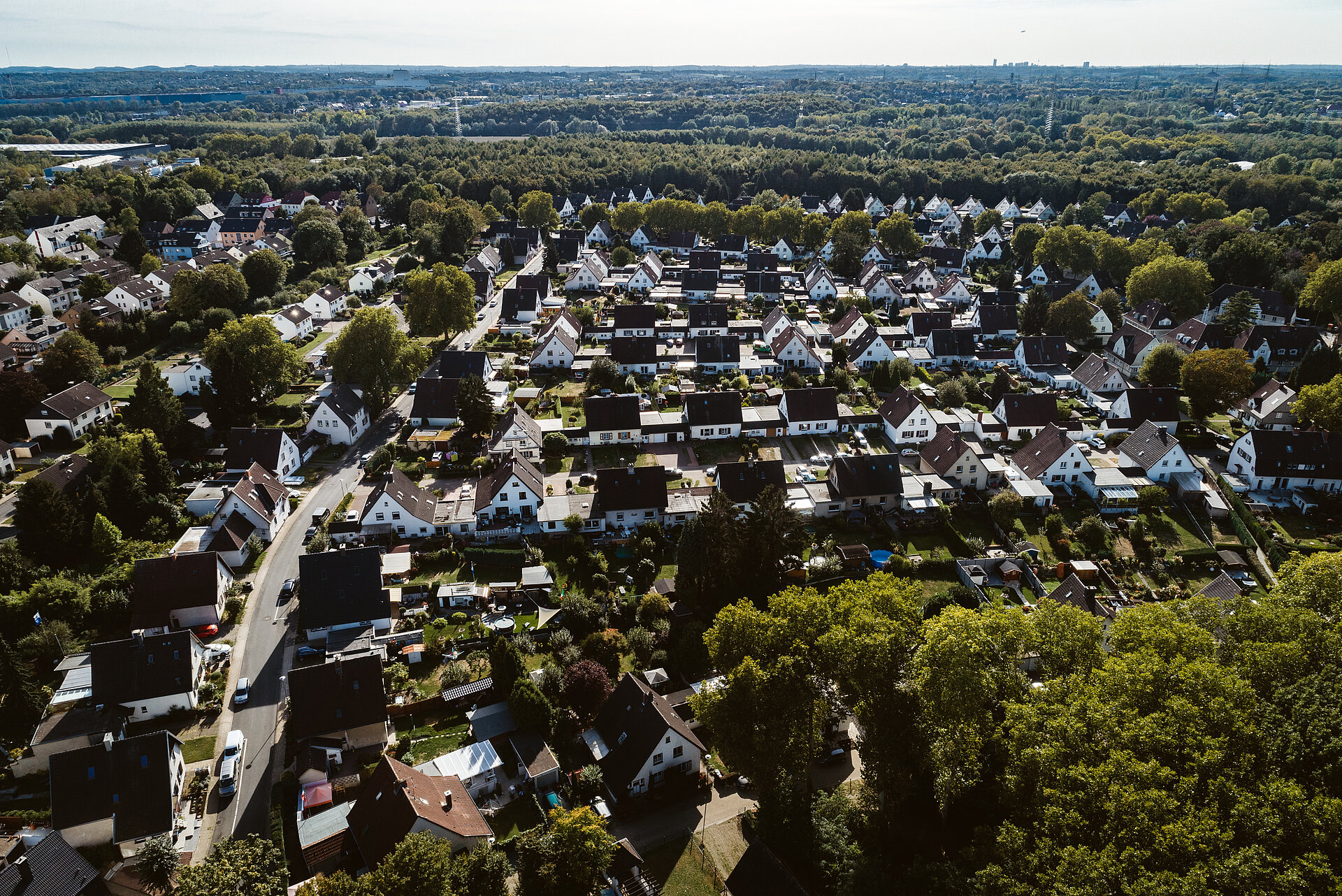 Die Siedlung Dahlhauser Heide in Bochum, Luftaufnahme.