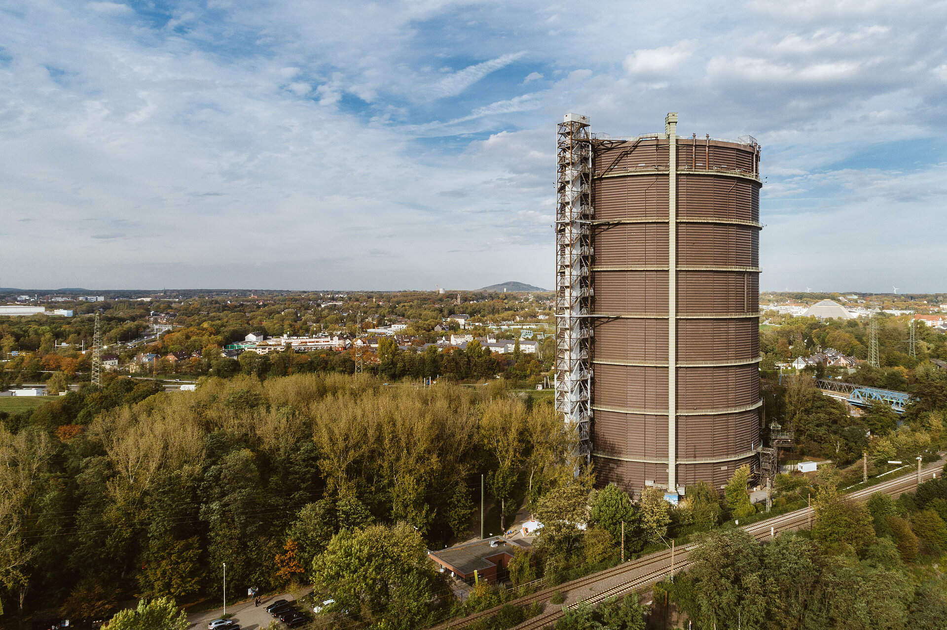 Luftbild vom Gasometer Oberhausen.