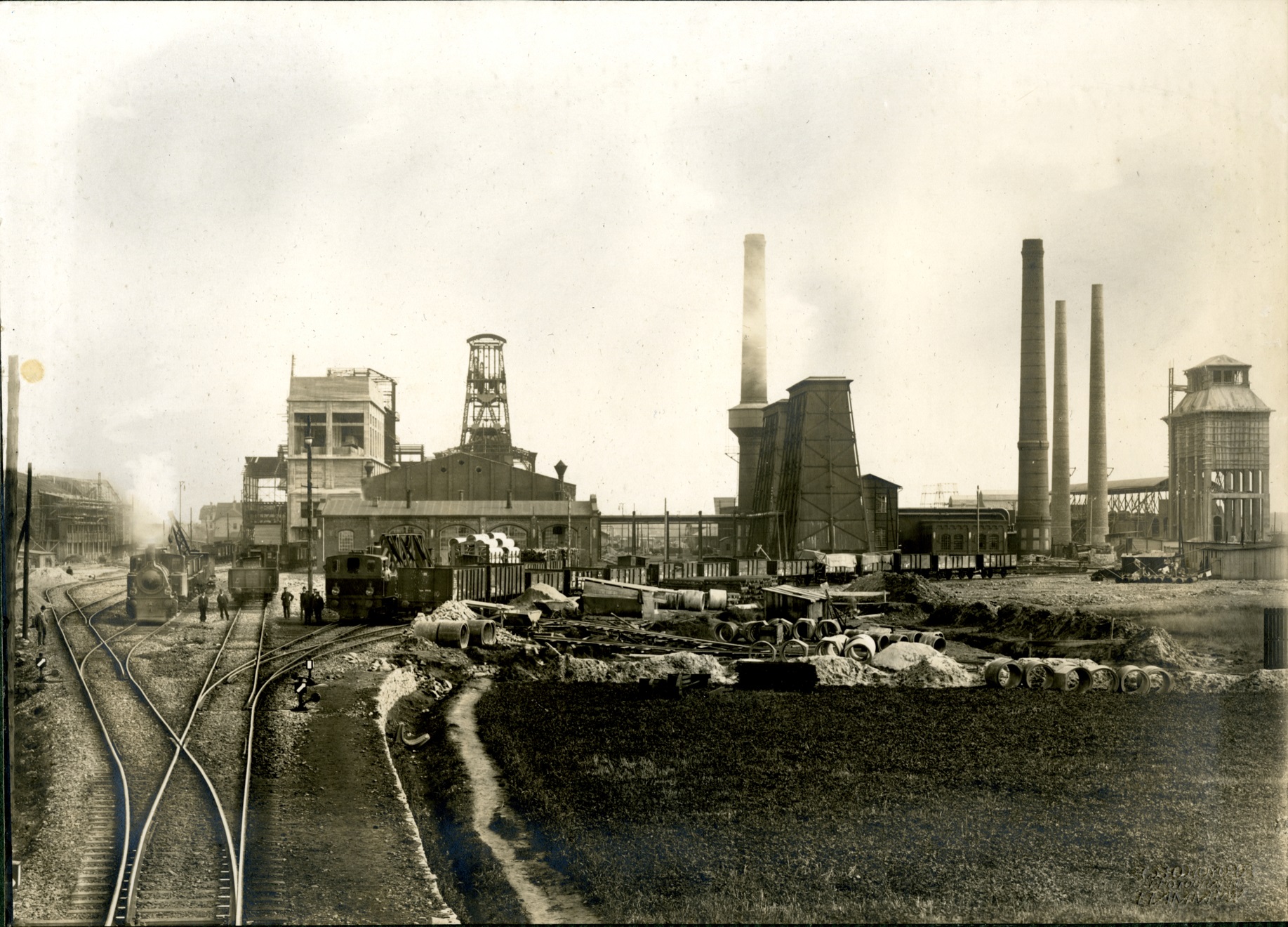 Ansicht aus westlicher Richtung auf die Schachtanlage Maximilian im Jahr 1913.