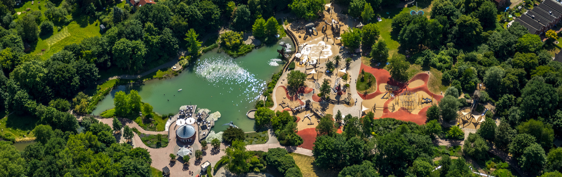 Maximilian Park , Maximilianpark Hamm GmbH, Wasserspielplatz, Teich Maxipark, , Hamm, Ruhrgebiet, Nordrhein-Westfalen, Deutschland